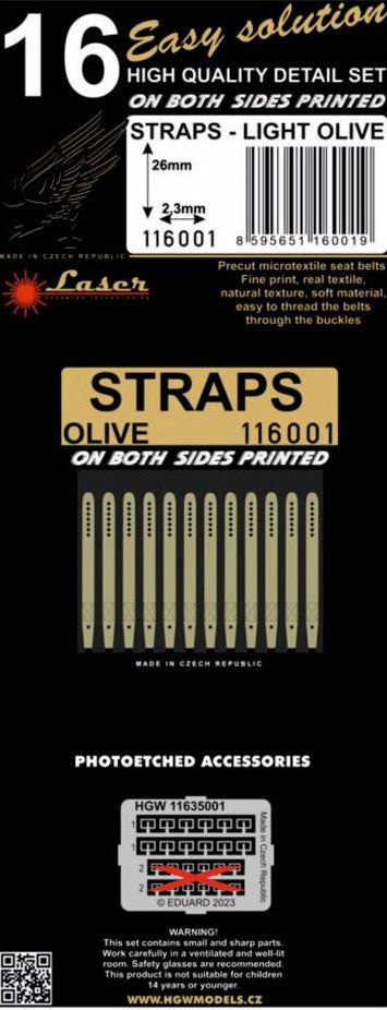 HGW HGW116001 1:16 STRAPS LIGHT OLIVE- 26MM