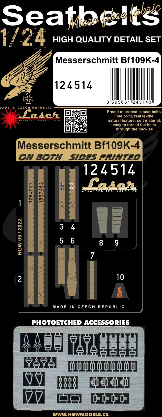 HGW HGW124514 1:24 Messerschmitt Bf-109K-4 pre-cut