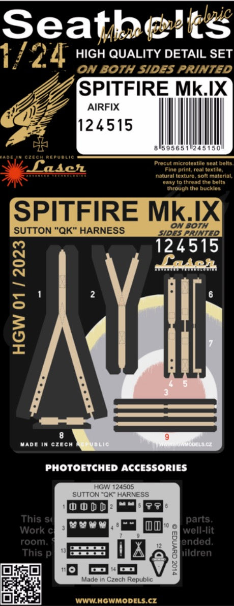 HGW HGW124515 1:24 Supermarine Spitfire Mk.IXc Sutton "QK" Harness