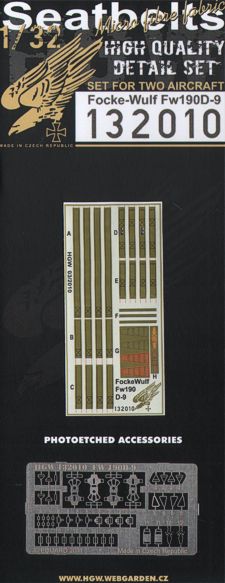 HGW HGW132010 1:32 Focke-Wulf Fw-190D-9 seatbelts