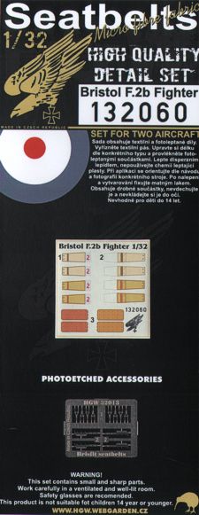 HGW HGW132060 1:32 Bristol F.2B Fighter seatbelts