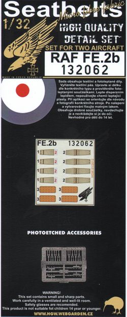 HGW HGW132062 1:32 Royal_Aircraft_Factory FE.2b seatbelts