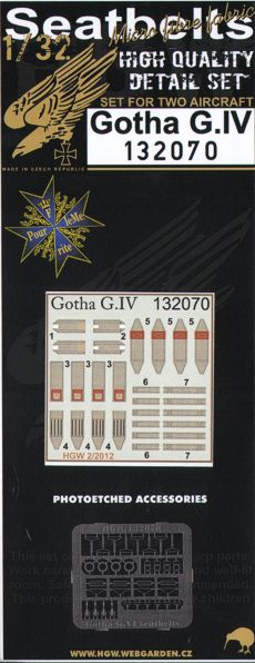 HGW HGW132070 1:32 Gotha G.IV seatbelts