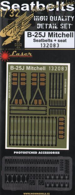 HGW HGW132083 1:32 North-American B-25J Mitchell seatbelts and seat