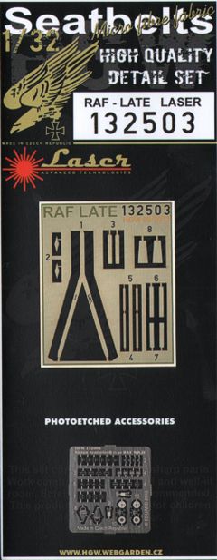 HGW HGW132503 1:32 RAF late version seat-belt 'pre-cut [laser] seatbelts '.