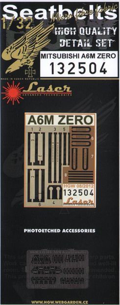 HGW HGW132504 1:32 Mitsubishi A6M Zero seat-belt 'pre-cut [laser] seatbelts '