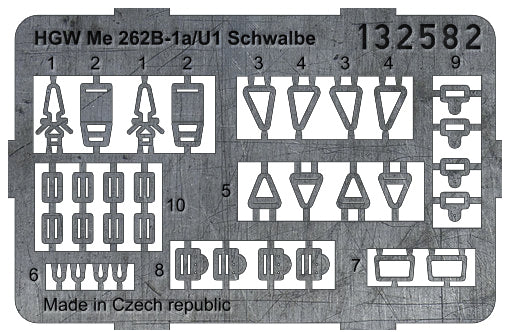 HGW HGW132582 1:32 Messerschmitt Me-262B Schwalbe pre-cut