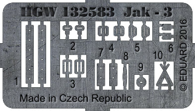 HGW HGW132583 1:32 Yakovlev Yak-3 seatbelts pre-cut
