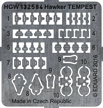 HGW HGW132584 1:32 Hawker Tempest Mk.V seatbelts pre-cut