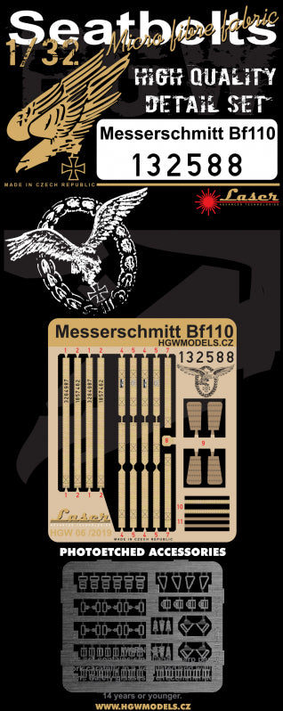 HGW HGW132588 1:32 Messerschmitt Bf-110 pre-cut