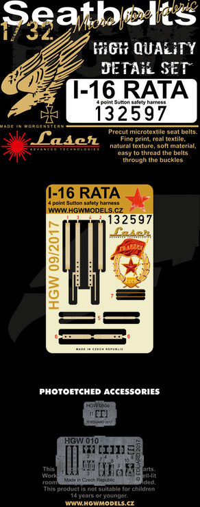 HGW HGW132597 1:32 Polikarpov I-16 RATA pre-cut