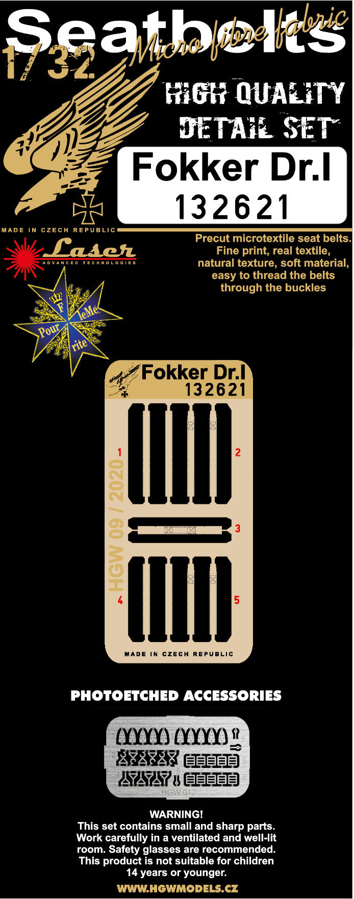 HGW HGW132621 1:32 Fokker Dr.I Triplane pre-cut