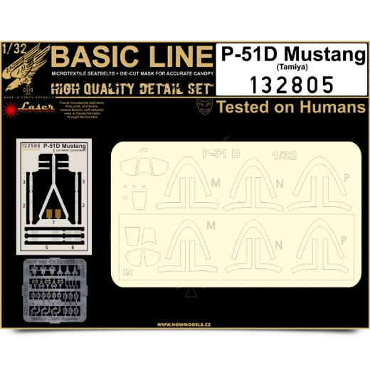 HGW HGW132805 1:32 North-American P-51D Mustang BASIC LINE: seatbelts + masks