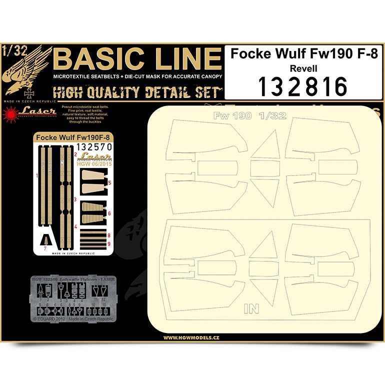 HGW HGW132816 1:32 Focke-Wulf Fw-190F-8 BASIC LINE: seatbelts + masks
