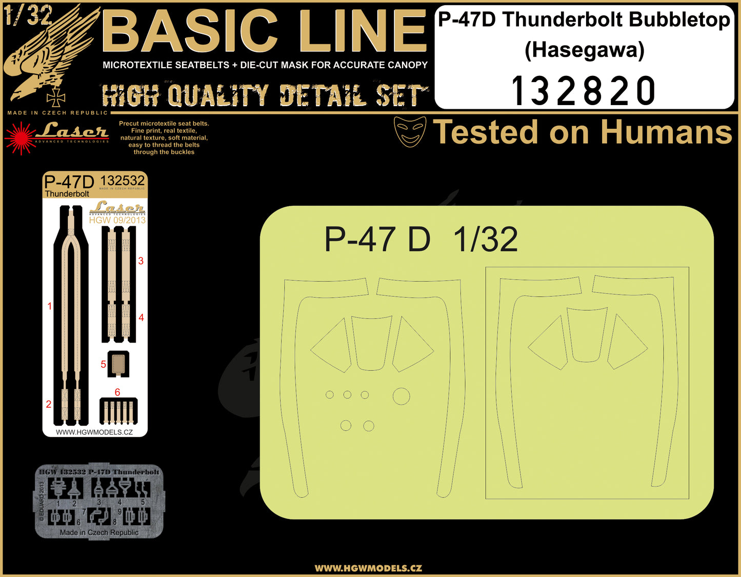 HGW 132820 P-47D Bubbletop Seatbelts & Masks 1:32