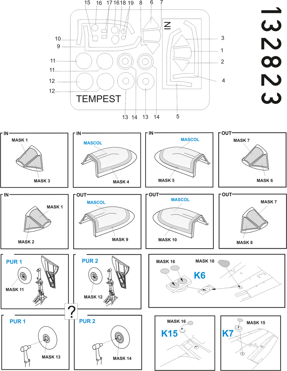 HGW HGW132823 1:32 Hawker Tempest Mk.V BASIC LINE: seatbelts + masks