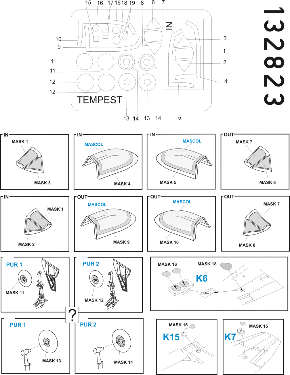 HGW HGW132823 1:32 Hawker Tempest Mk.V BASIC LINE: seatbelts + masks