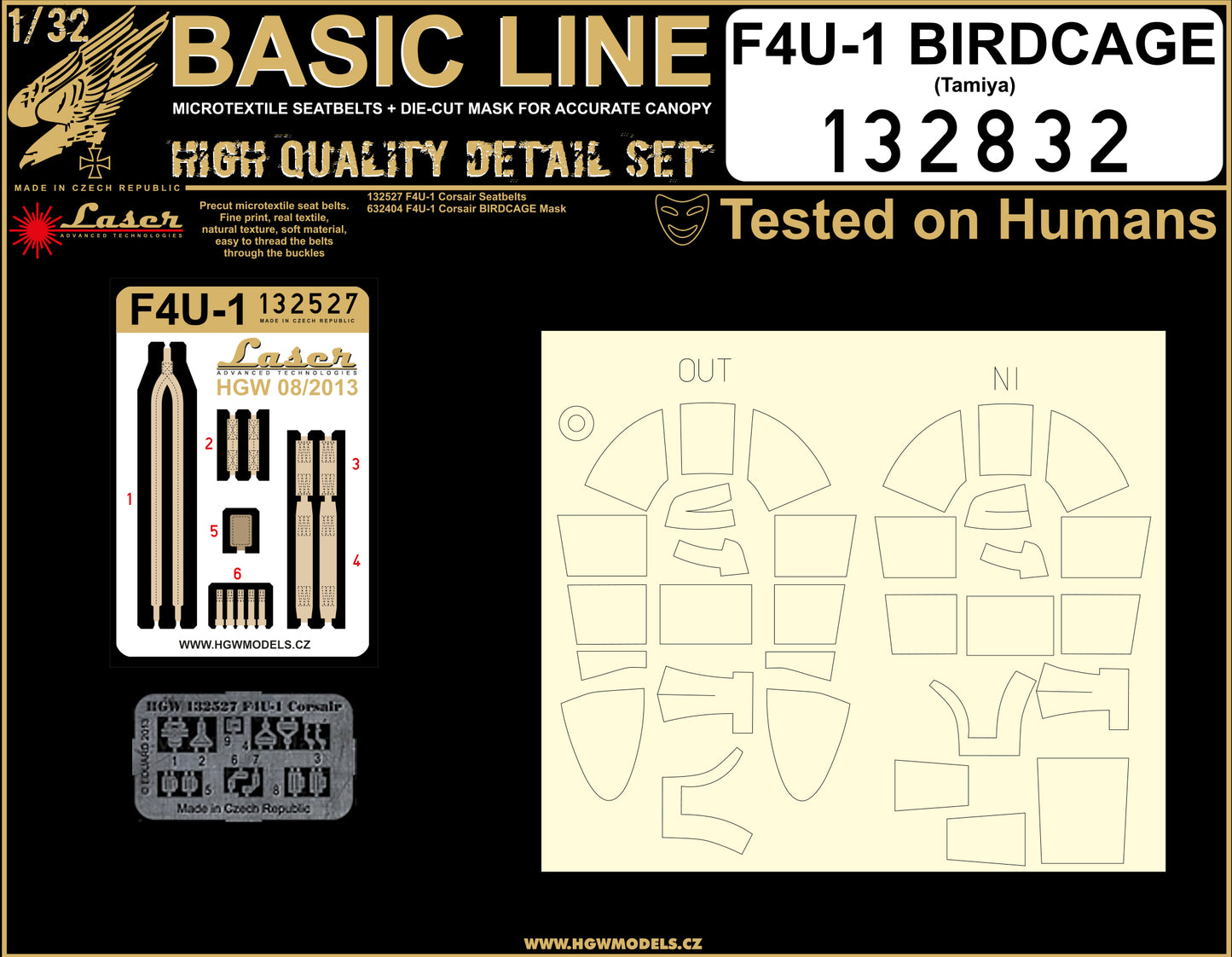 HGW 132832 F4U-1 Corsair Birdcage Seatbelts & Masks 1:32