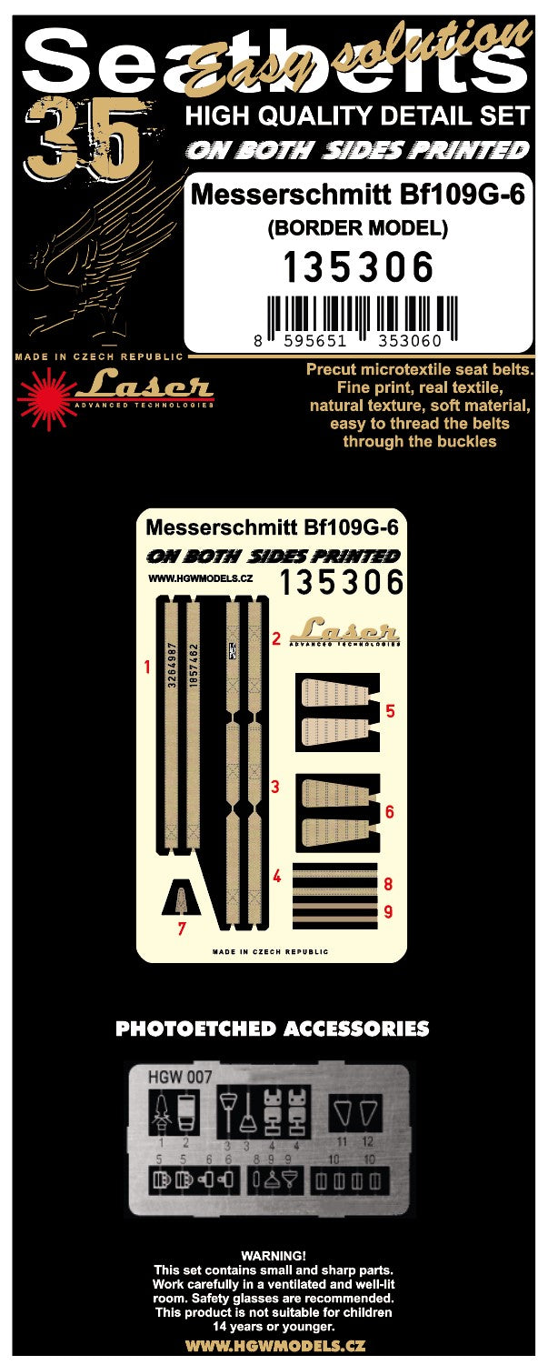 HGW HGW135306 1:35 Messerschmitt Bf-109G-6 pre-cut