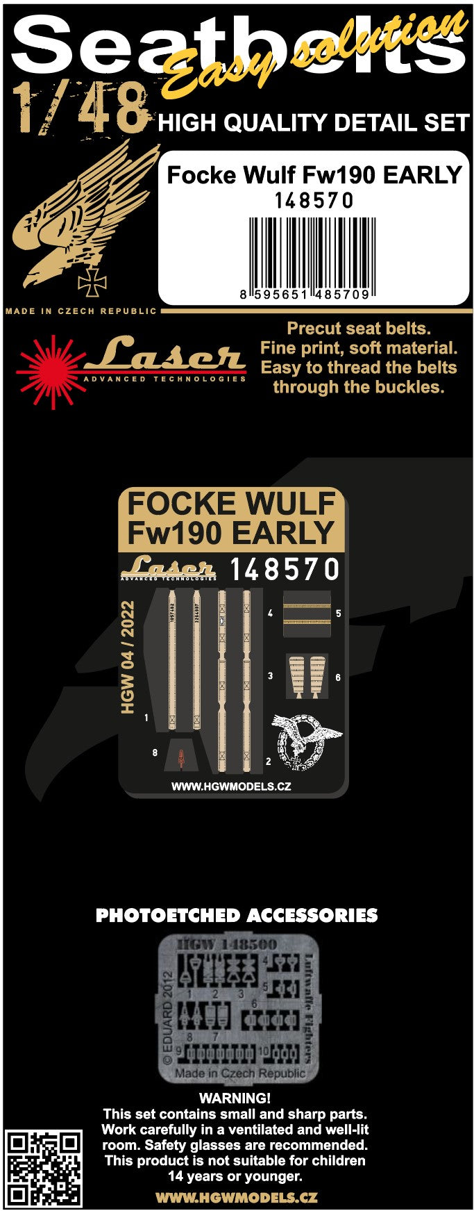 HGW HGW148570 1:48 Focke-Wulf Fw-190 Early pre-cut