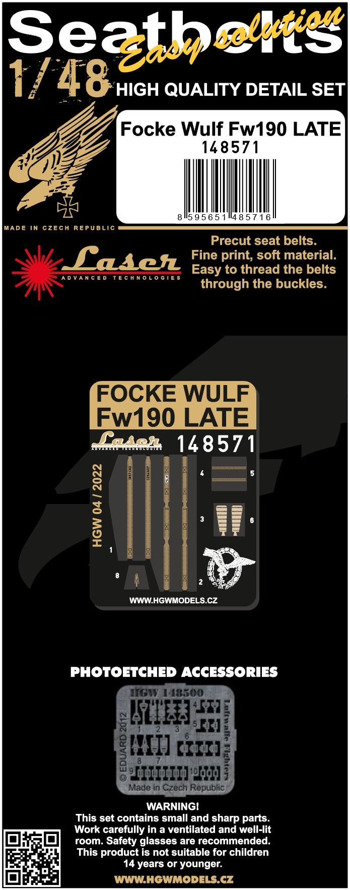HGW HGW148571 1:48 Focke-Wulf Fw-190 Late pre-cut