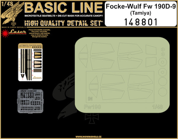 HGW 148801 Fw-190D-9 Seatbelts & Canopy Masks 1:48