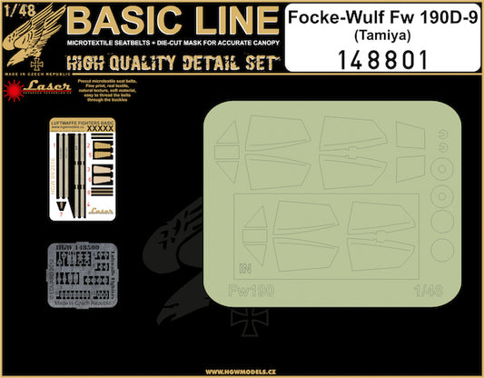 HGW 148801 Fw-190D-9 Seatbelts & Canopy Masks 1:48
