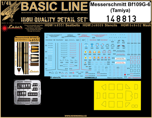 HGW 148813 Bf-109G-6 Seatbelts, Masks & Stencils 1:48