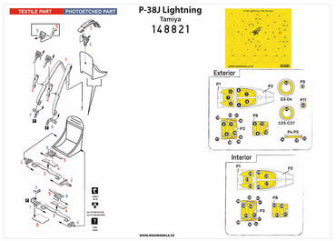 HGW 148821 Lockheed P-38J Lightning Seatbelts & Masks 1:48