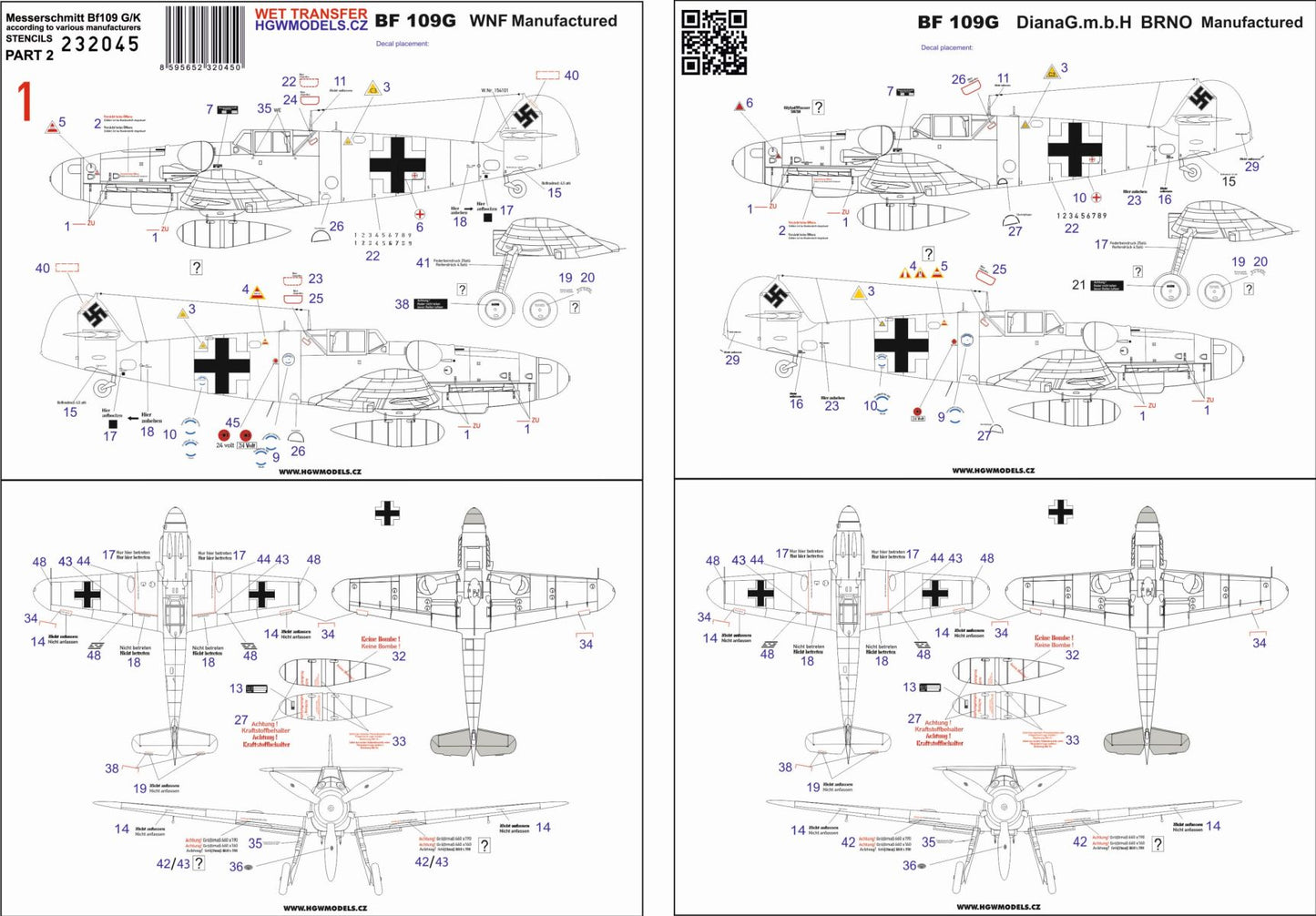 HGW HGW232045 1:32 Messerschmitt Bf-109G/K