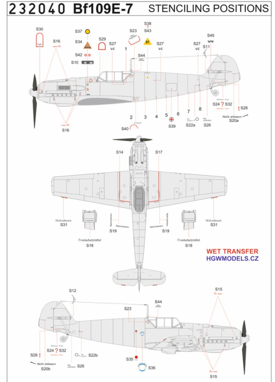 HGW HGW232089 1:32 Messerschmitt Bf-109E-7 S9+FS