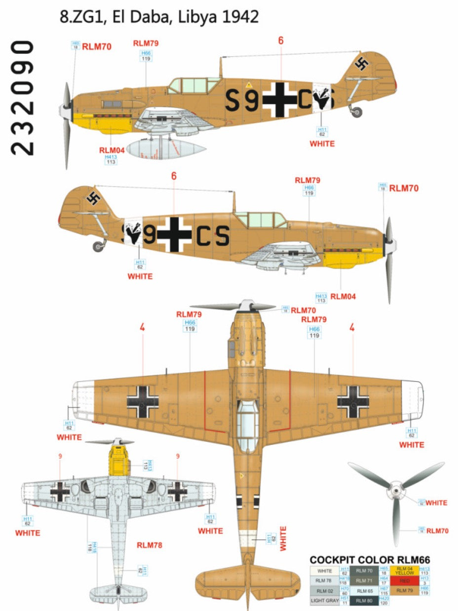 HGW HGW232090 1:32 Messerschmitt Bf-109E-7 TROP S9+CS