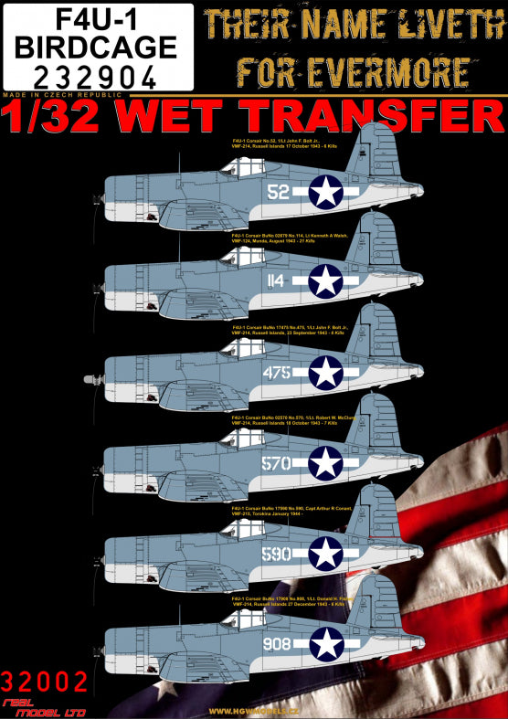 HGW HGW232904 1:32 Vought F4U-1A Corsair Aces Birdcage