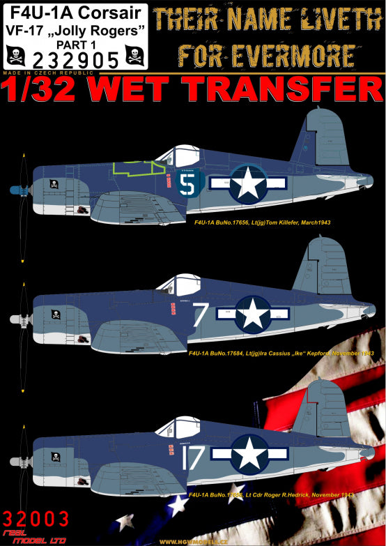 HGW HGW232905 1:32 Vought F4U-1A Corsair Jolly Rogers