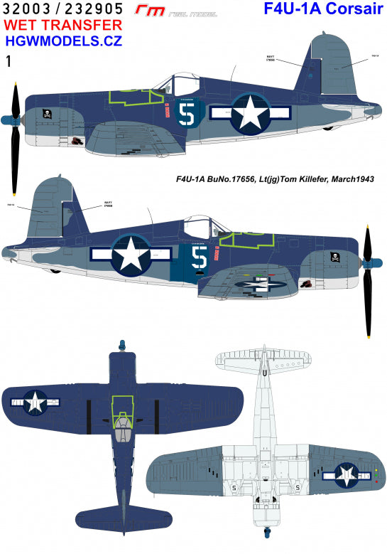 HGW HGW232905 1:32 Vought F4U-1A Corsair Jolly Rogers