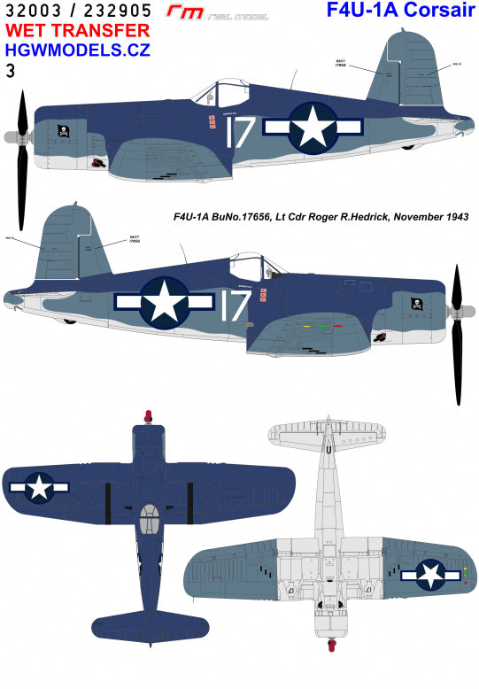 HGW HGW232905 1:32 Vought F4U-1A Corsair Jolly Rogers