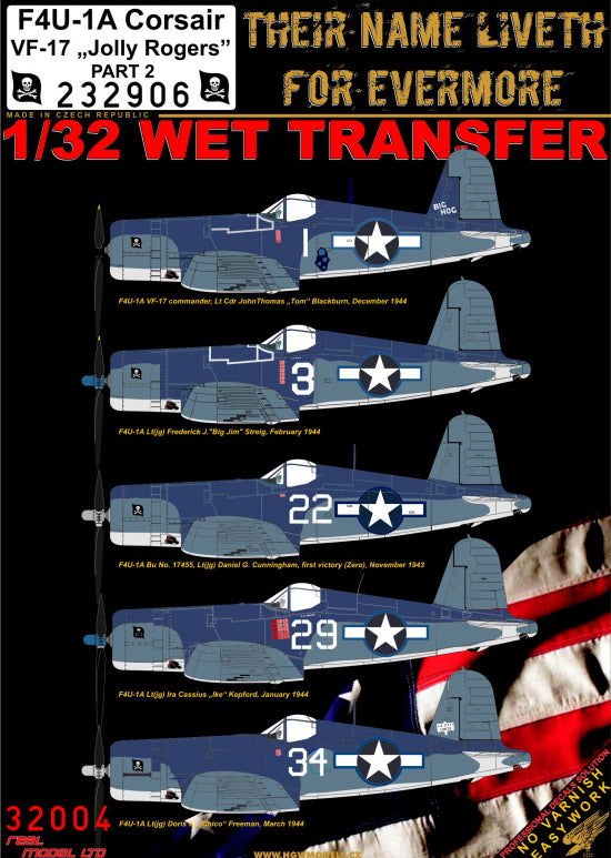 HGW HGW232906 1:32 Vought F4U-1A Corsair VF-17 "Jolly Rogers"