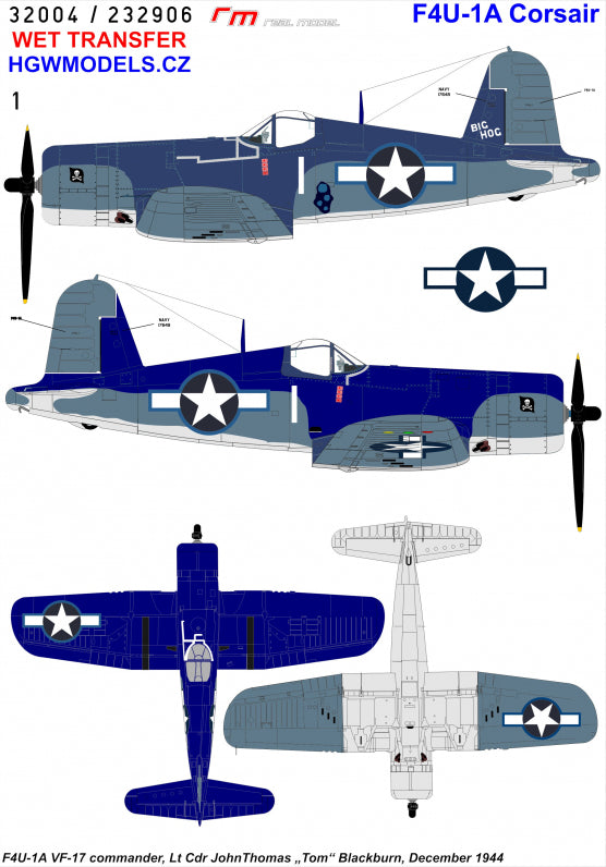 HGW HGW232906 1:32 Vought F4U-1A Corsair VF-17 "Jolly Rogers"