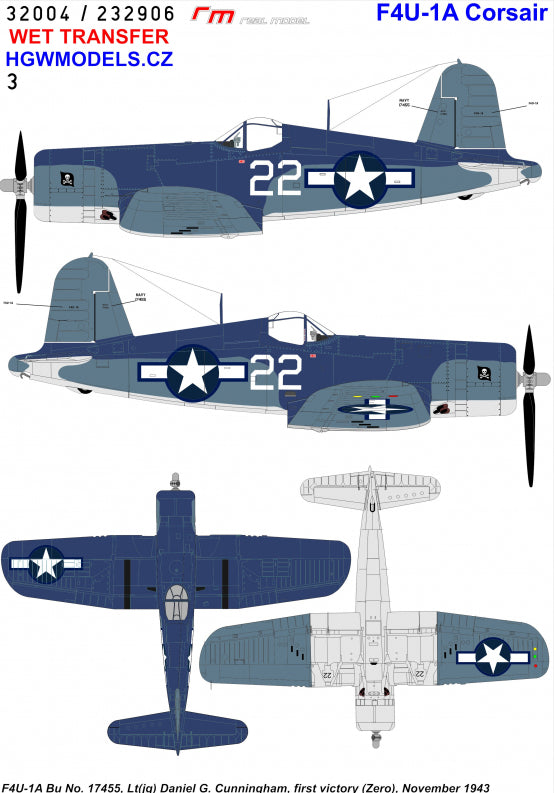 HGW HGW232906 1:32 Vought F4U-1A Corsair VF-17 "Jolly Rogers"