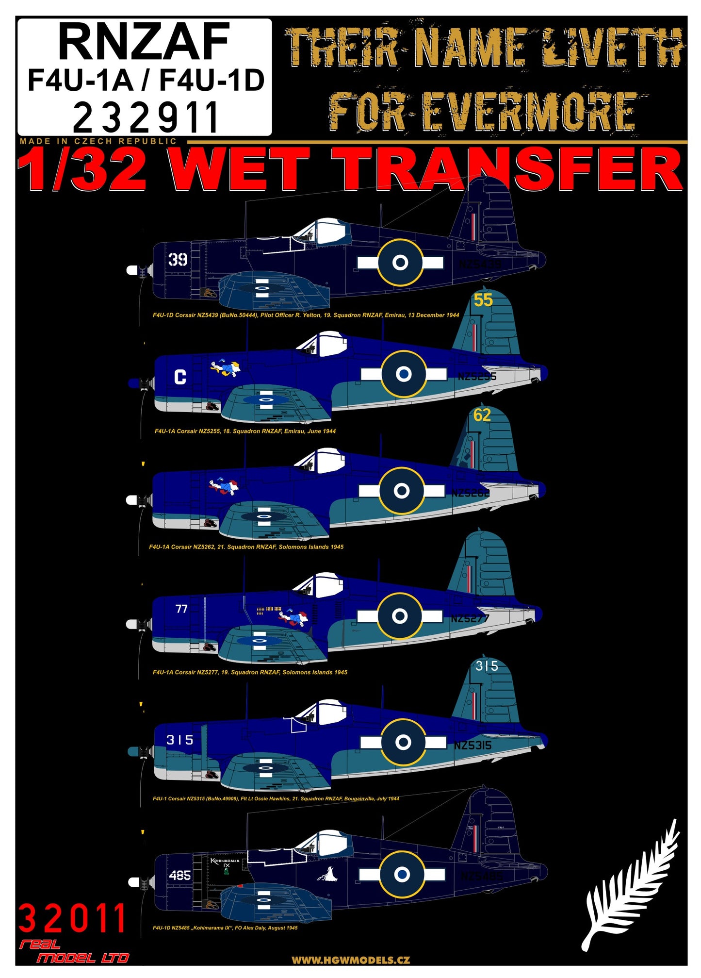 HGW HGW232911 1:32 RNZAF Vought F4U-1A / F4U-1D Corsair