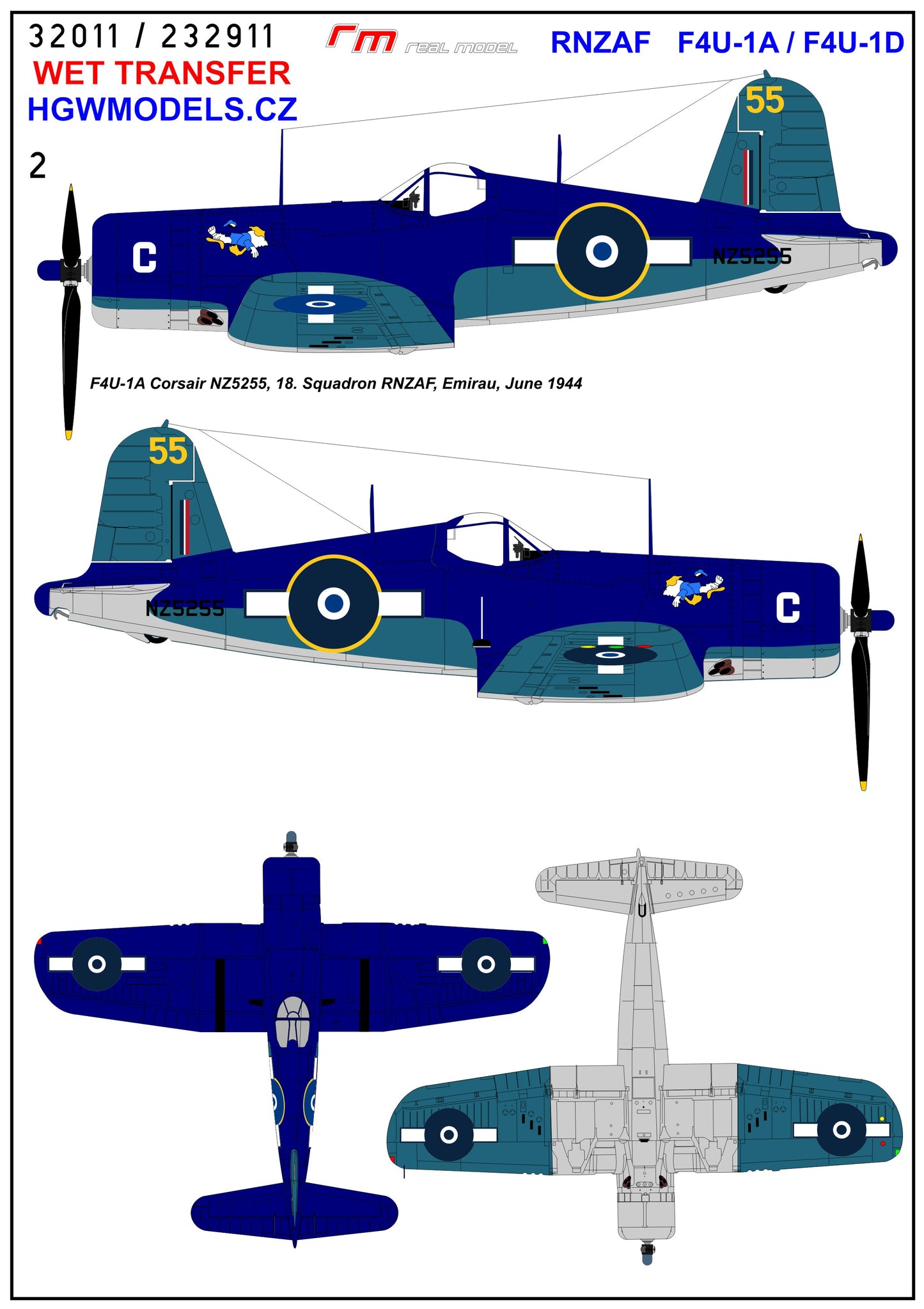 HGW HGW232911 1:32 RNZAF Vought F4U-1A / F4U-1D Corsair