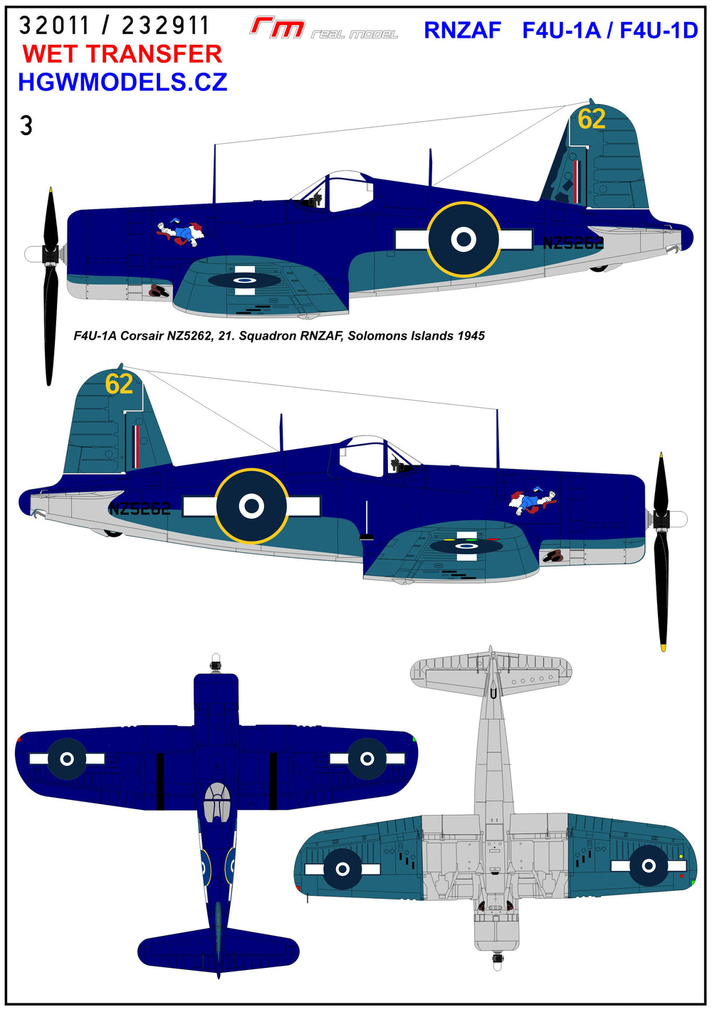 HGW HGW232911 1:32 RNZAF Vought F4U-1A / F4U-1D Corsair
