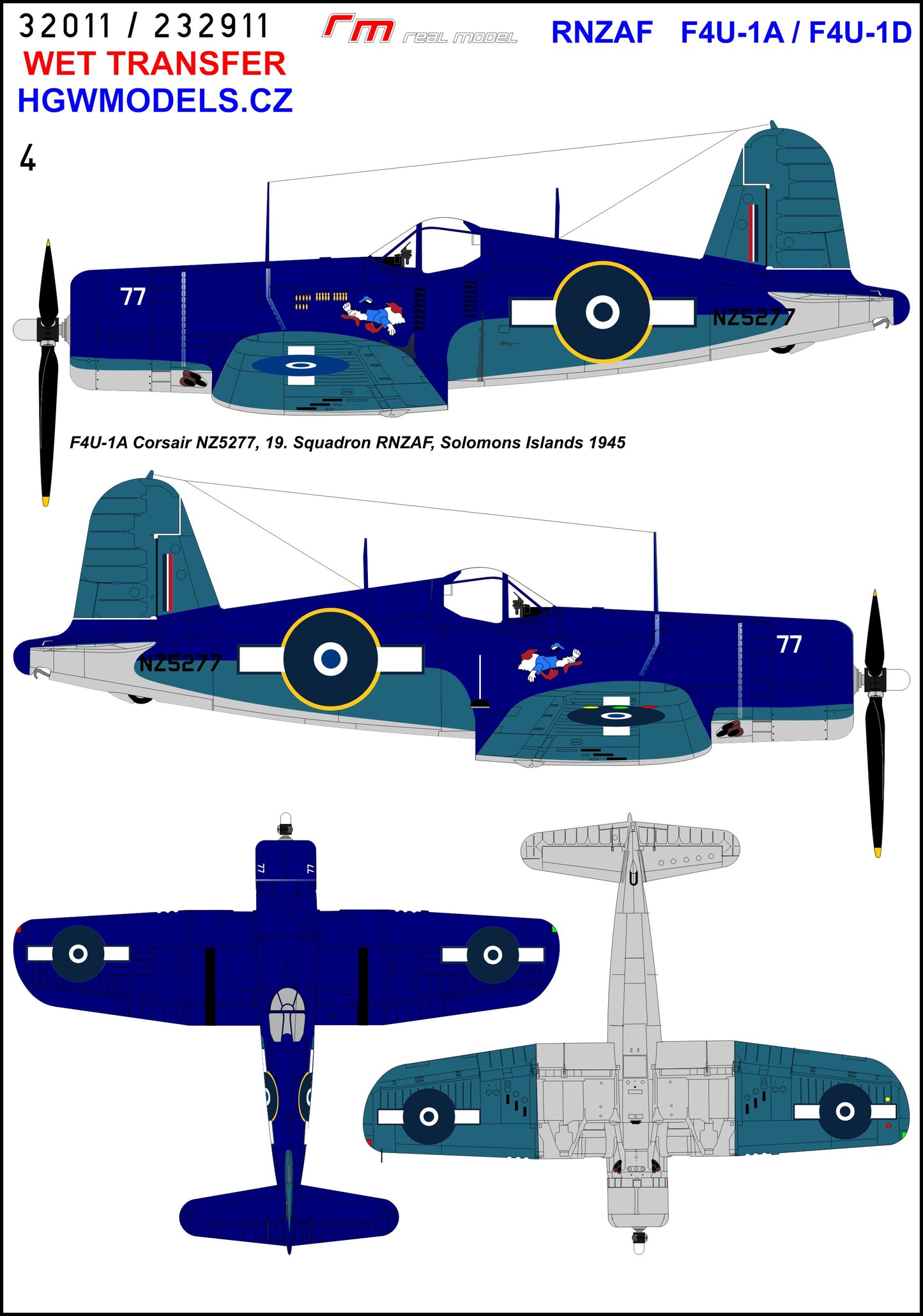 HGW HGW232911 1:32 RNZAF Vought F4U-1A / F4U-1D Corsair