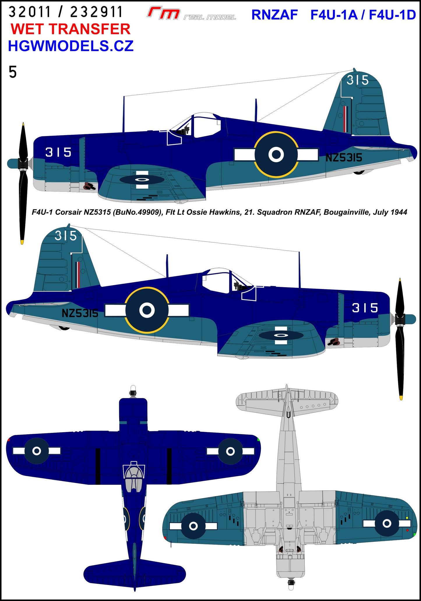 HGW HGW232911 1:32 RNZAF Vought F4U-1A / F4U-1D Corsair