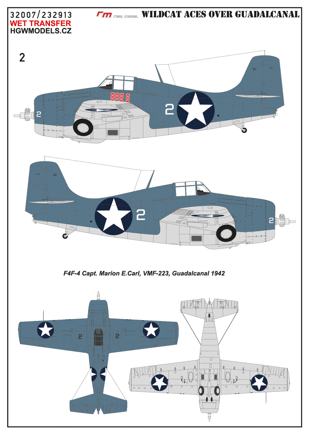 HGW HGW232913 1:32 Grumman F4F-3/F3F-4 Wilcat ACES over Guadalcanal