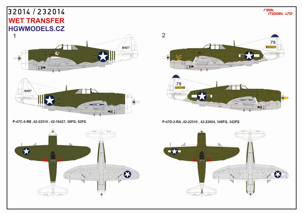 HGW HGW232914 Republic P-47D Thunderbolt Razorback OVER NEW GUINEA Pt.1 Markings