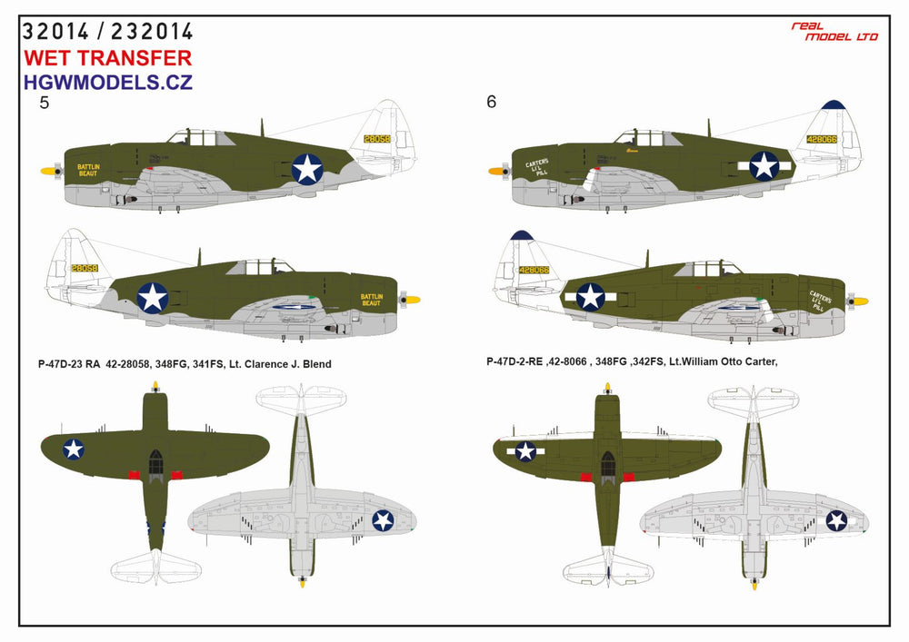 HGW HGW232914 Republic P-47D Thunderbolt Razorback OVER NEW GUINEA Pt.1 Markings