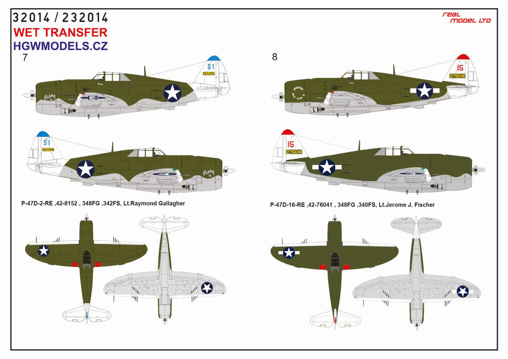 HGW HGW232914 Republic P-47D Thunderbolt Razorback OVER NEW GUINEA Pt.1 Markings