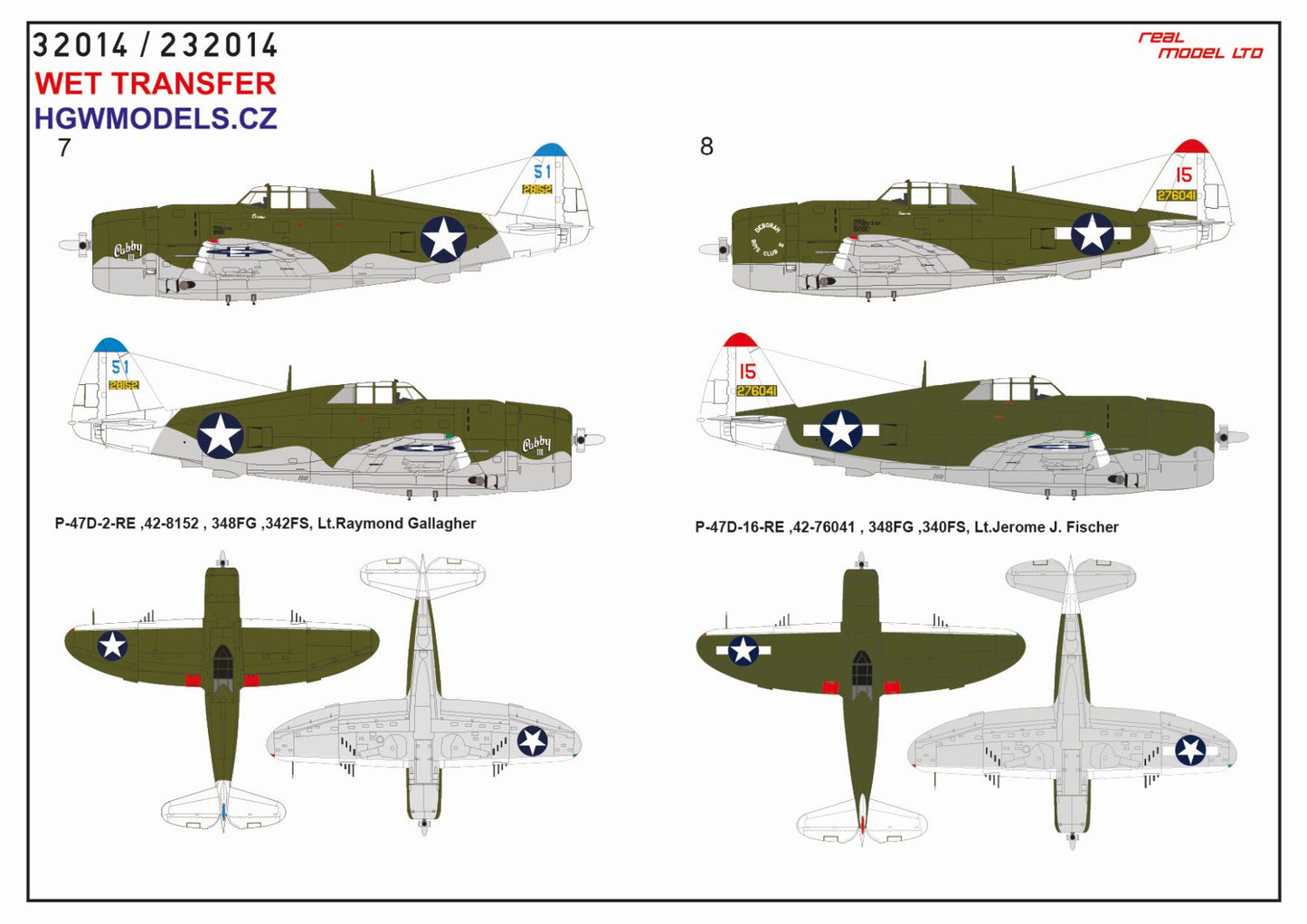 HGW HGW232914 Republic P-47D Thunderbolt Razorback OVER NEW GUINEA Pt.1 Markings