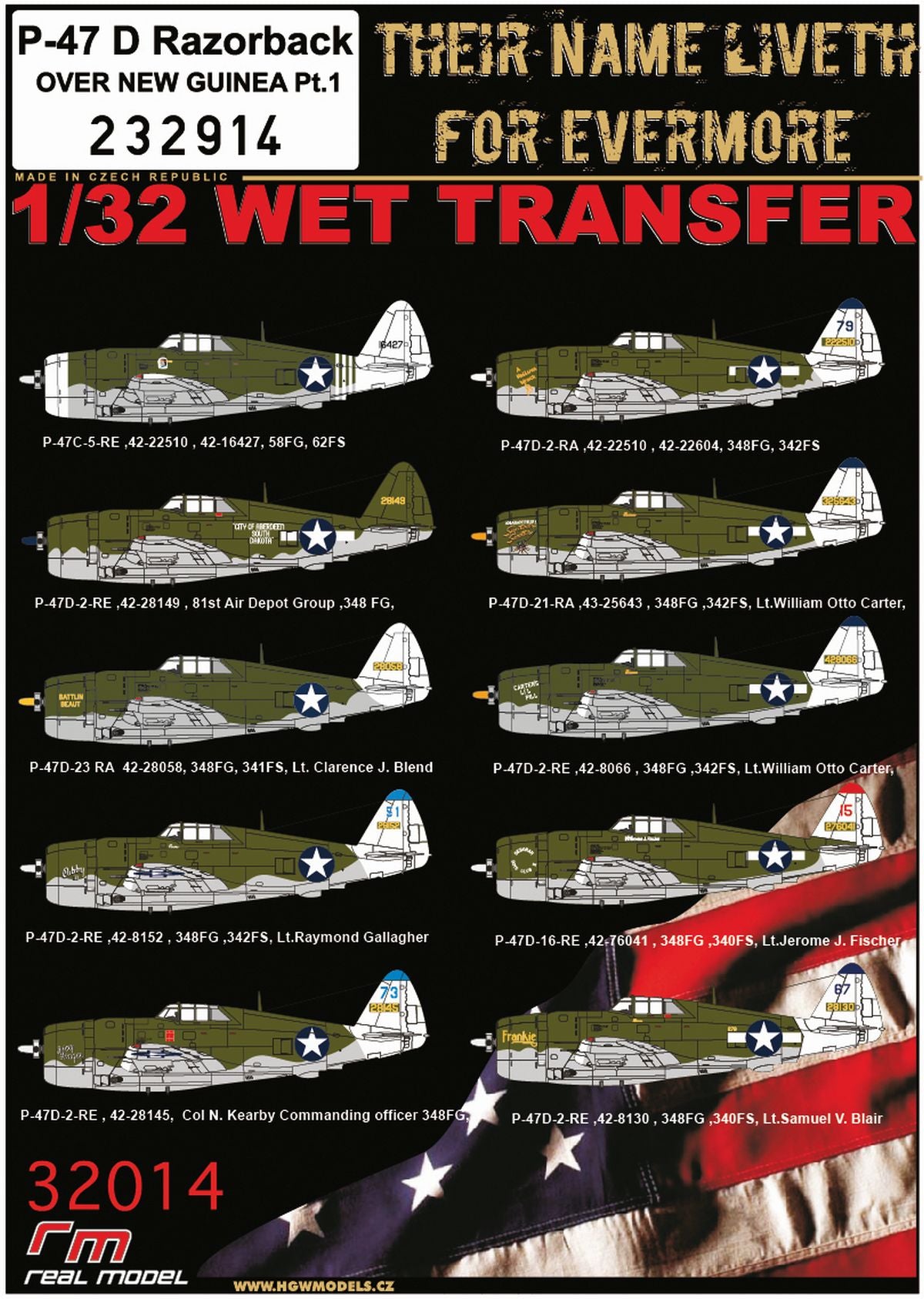 HGW HGW232914 Republic P-47D Thunderbolt Razorback OVER NEW GUINEA Pt.1 Markings